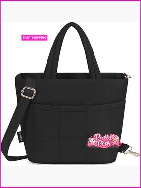 Small Puffer Tote Mini Shoulder Handbag RFID Anti Theft Crossbody Purse